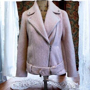 Vintage‎ Express Pink Wool Pastel Grunge Coquette Biker Femme Moto Jacket Size S